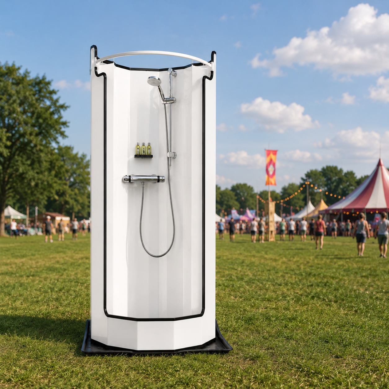 Mobiele nooddouche van DOS Duurzaam met boiler
